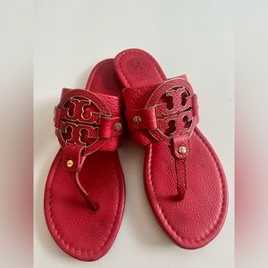 Tory Burch Carnival Amanda Leather Sandal - Red - Size 9
